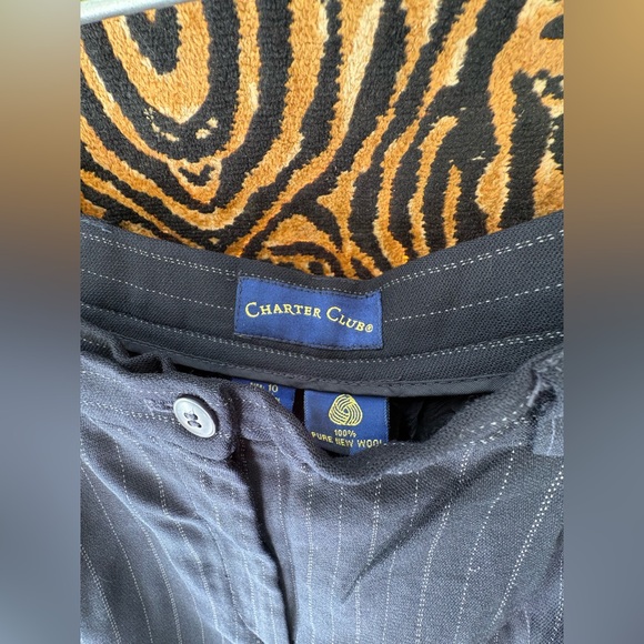 Charter Club Women's Dress Trouser Pants Stripes Navy Blue (10) - Picture 5 of 7